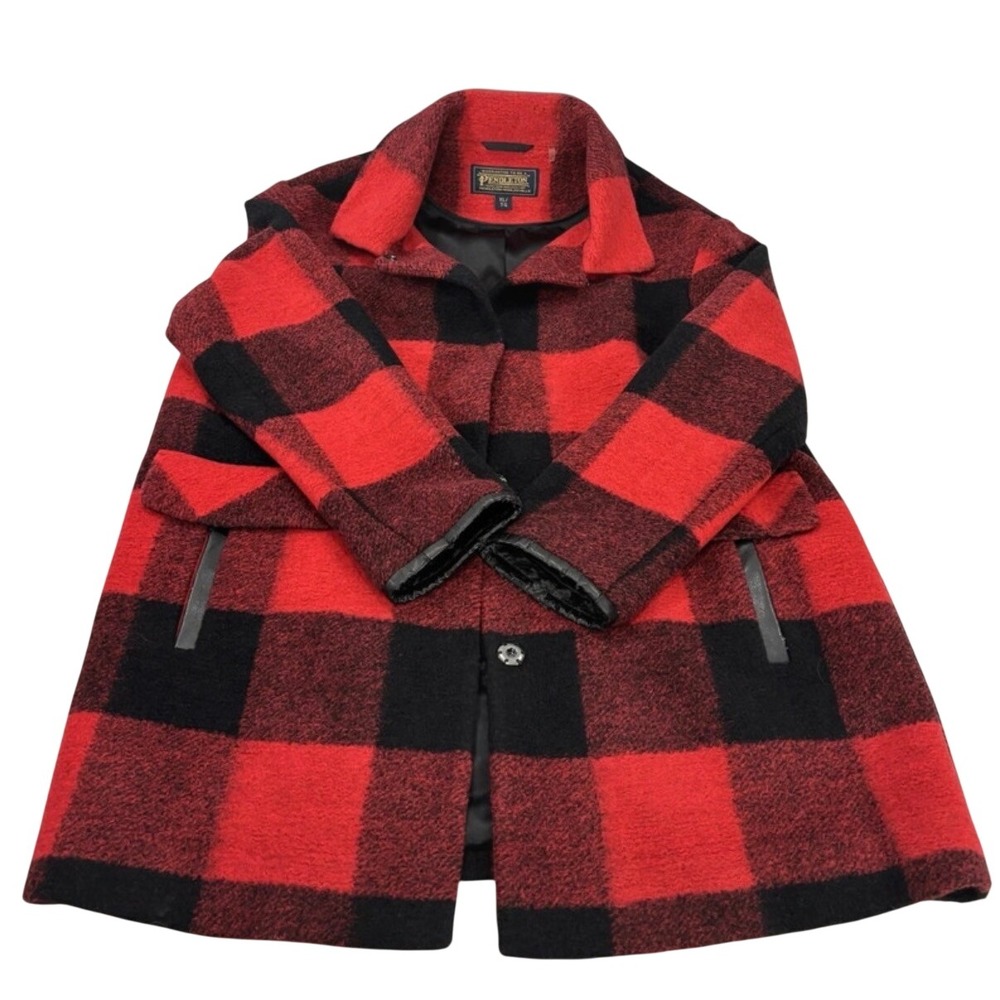 Pendleton Womens Buffalo Plaid Wool Coat Jacket XL Heritage Cabincore Lumberjack